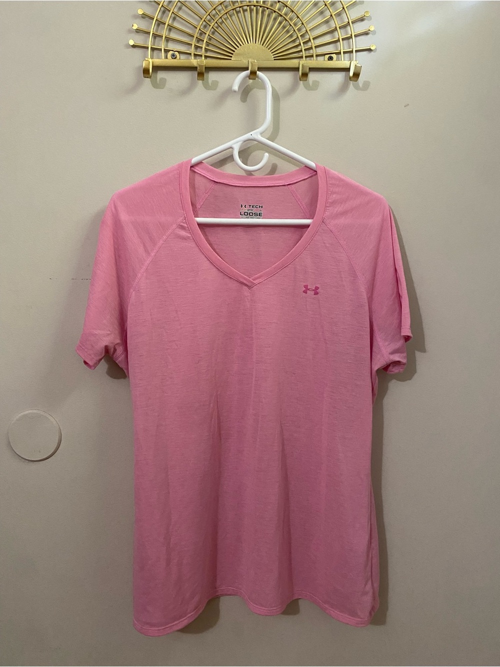Under Armour Pink V-Neck Athletic Tee